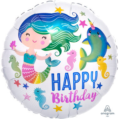 Foil Balloon - "HAPPY Birthday" - Colourful Ocean Fun - 45 cm